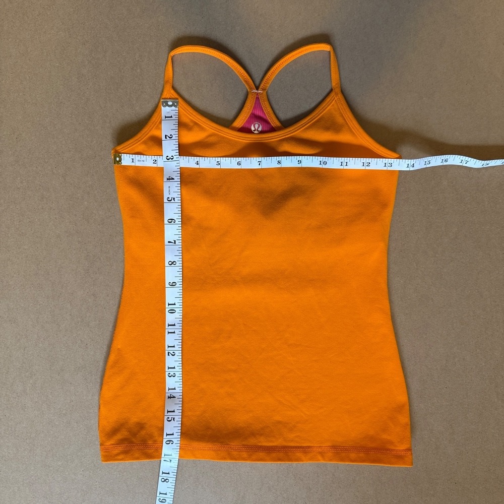 Lululemon Power Pose Tank Size 4 Orange Pink Racerback Y2K Athletic Yoga - Picture 4 of 9